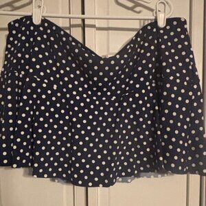 Navy and White Polka Dot swim skirt